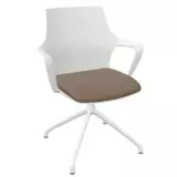 Besprechungsstuhl Adria 4-Stern-Fußkreuz - weiß Bezug beige