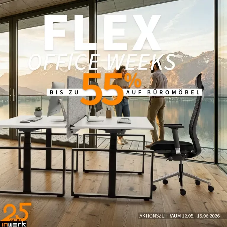 Flex Office Weeks – Bis zu 55 % sparen auf ergonomische & flexible Bürowelten