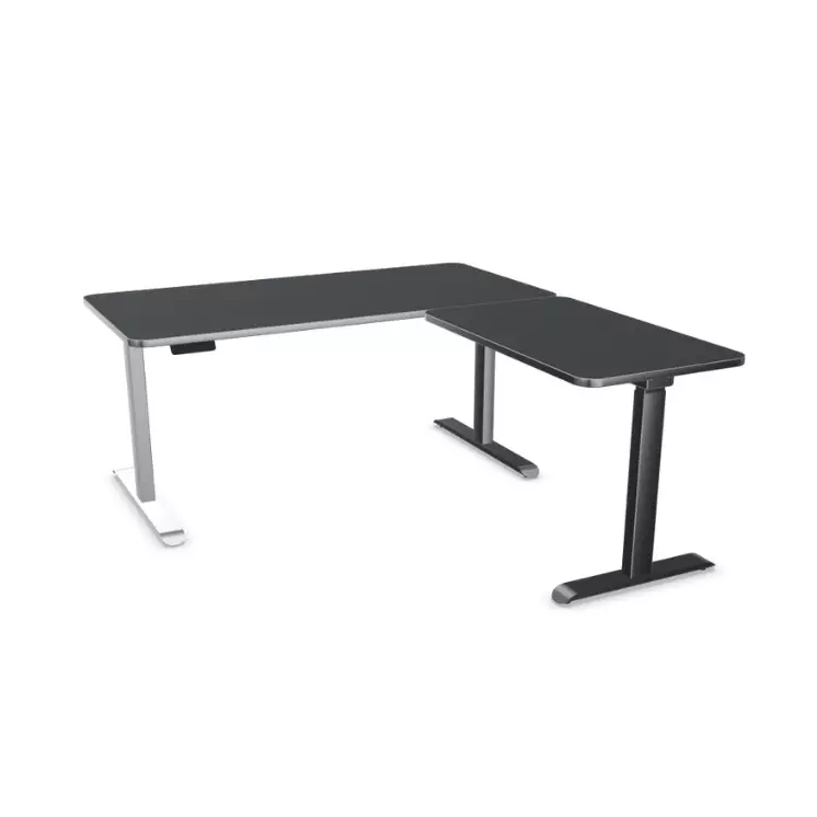 Höhenverstellbarer Eckschreibtisch Motus Premium Anthrazit/Schwarz Breite 160 cm | Tiefe 180 cm | Cortina | elektrisch höhenverstellbar | ergonomisch