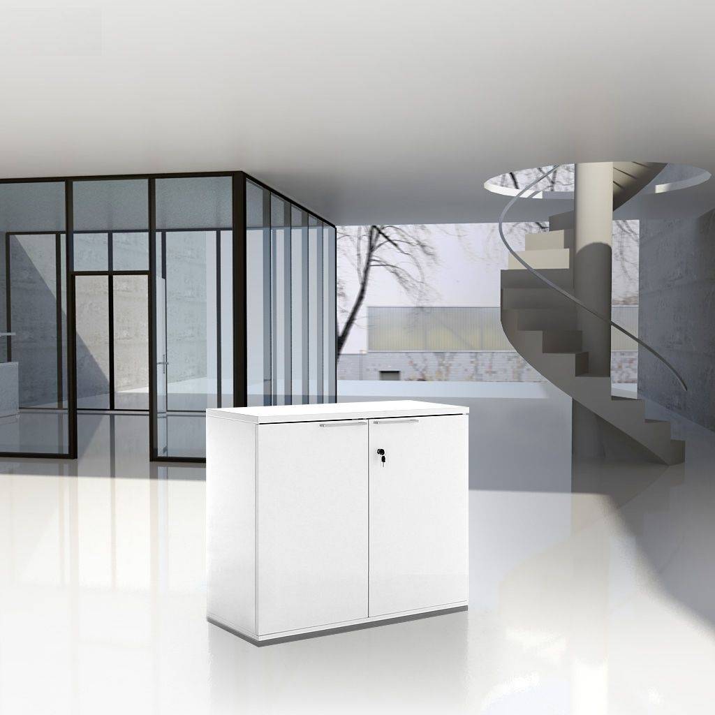 Sideboard Imperio 2 OH Flügeltüren - weiss | Stangenriegelschloss | Stahlsockel | Scharniere inkl. Dämpfungsfunktion | Korpus Objektqualität - Inwerk