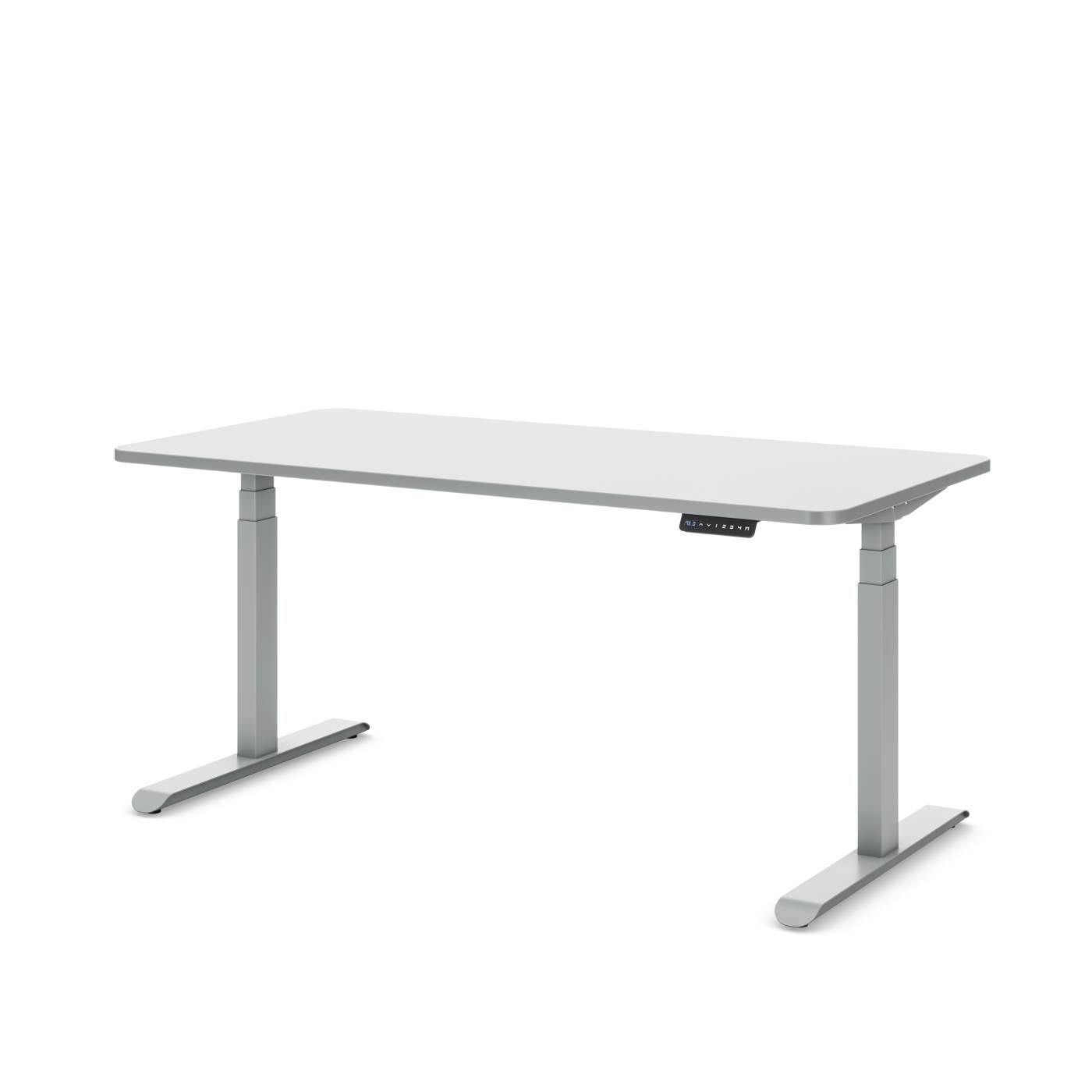 Höhenverstellbarer Schreibtisch Motus 3 Premium, Weiss / Silber, 160 x 72-120 x 80 cm, 36 mm/s