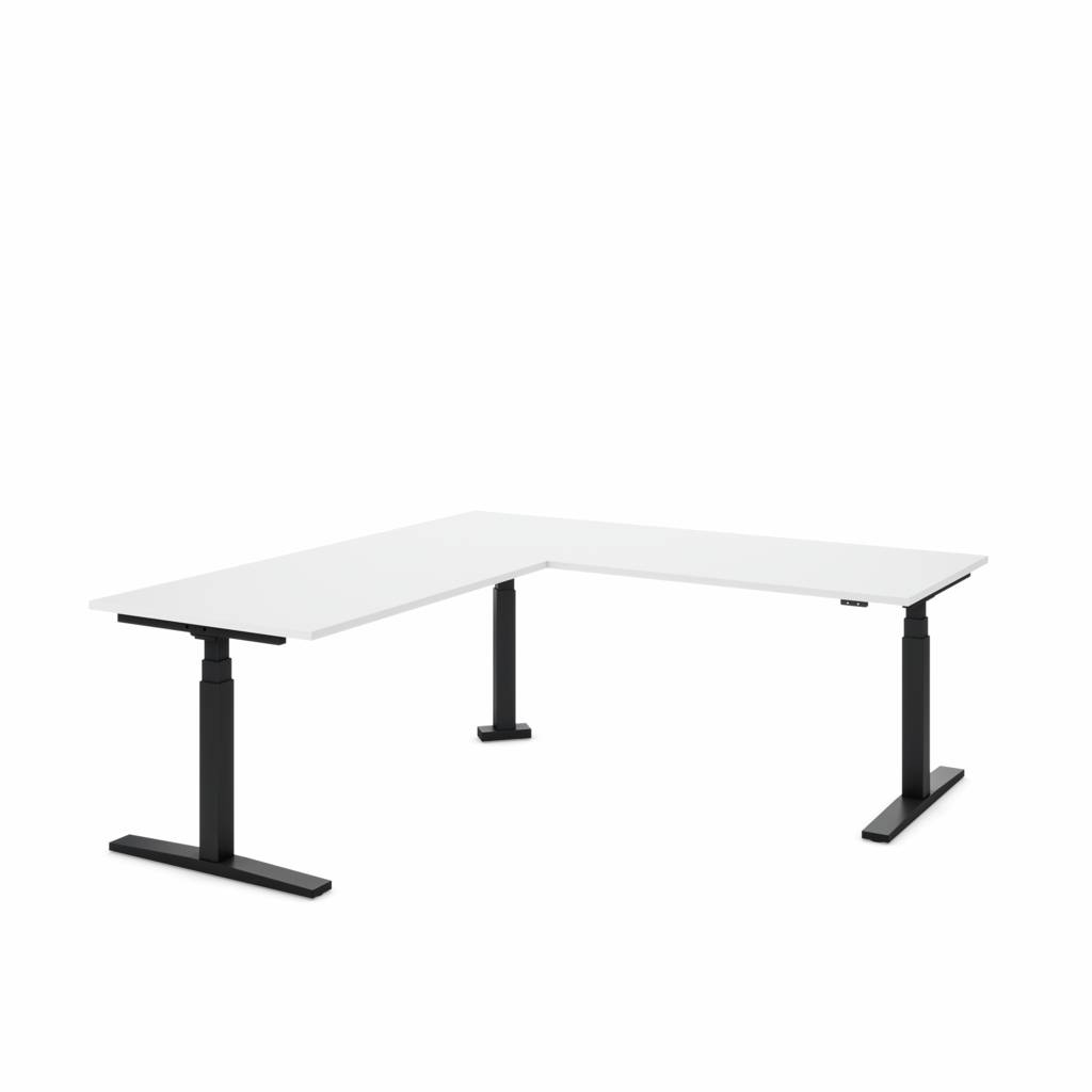 Eckschreibtisch elektrisch höhenverstellbar Imperio Lift Corner | Inwerk | Schwarz/Weiss | Stahl/Holz | höhenverstellbar | ergonomisch