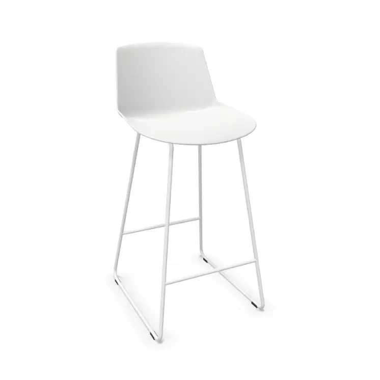 Barhocker A-Nooma mit Kufengestell Weiss | Kunststoff | FSC | ungepolstert | Toro | ergonomisch | mit Rückenlehne