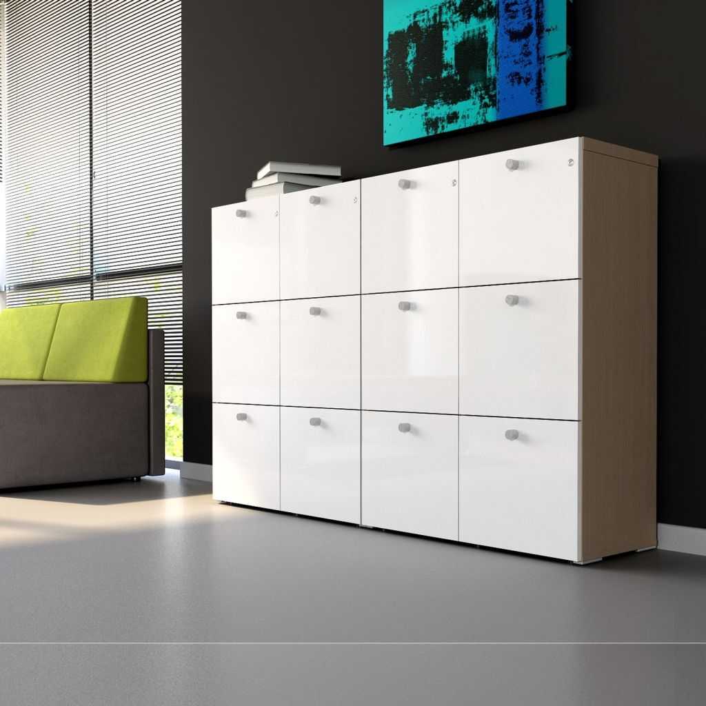 Hängeregistratur grau mit Schloß Moderne Hängeregistratur in weiß. Acht Einzelschübel. Korpus Holzoptik.