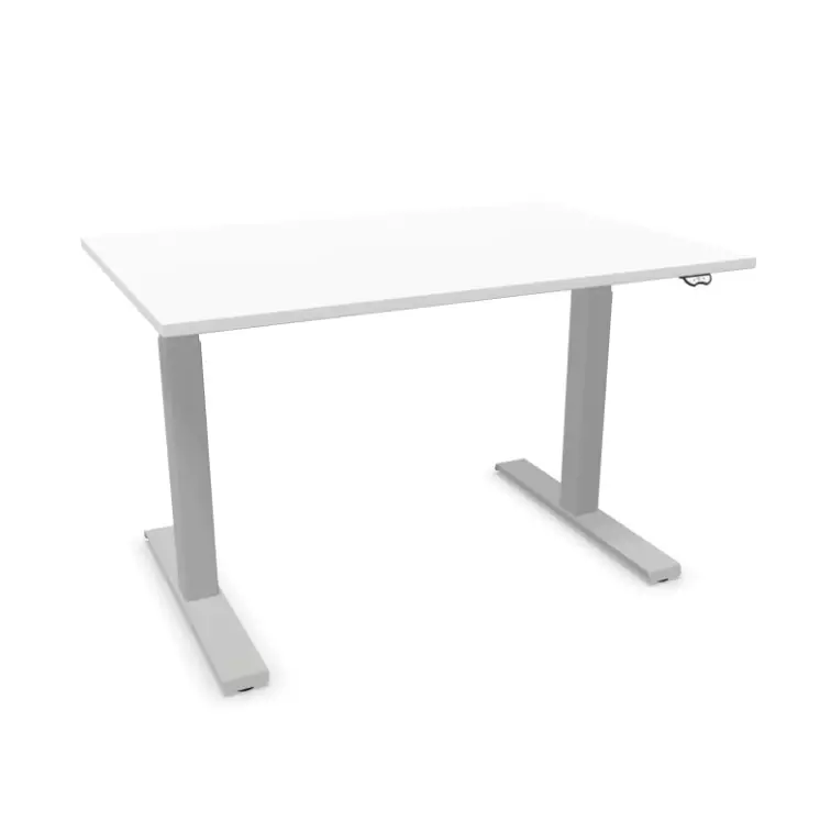 Kinnarps Serie P Rechtecktisch Höhenverstellbarer Schreibtisch Elektrisch | Kinnarps | Weiss/Grau | Breite 120 cm | Tiefe 80 cm