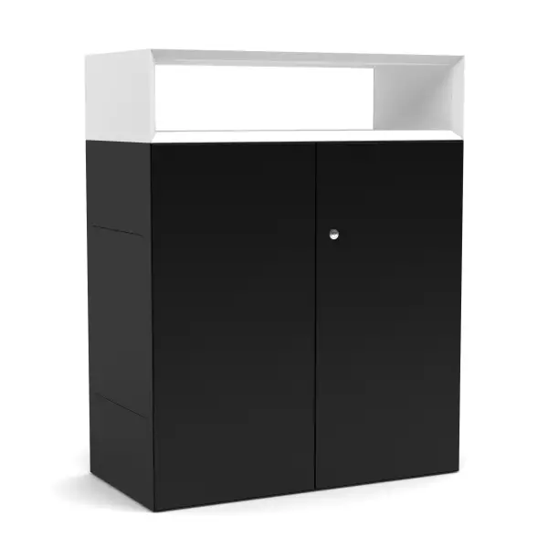 Sideboard Masterbox® B 800 x H 1000 mm 2 OH schwarz-weiß