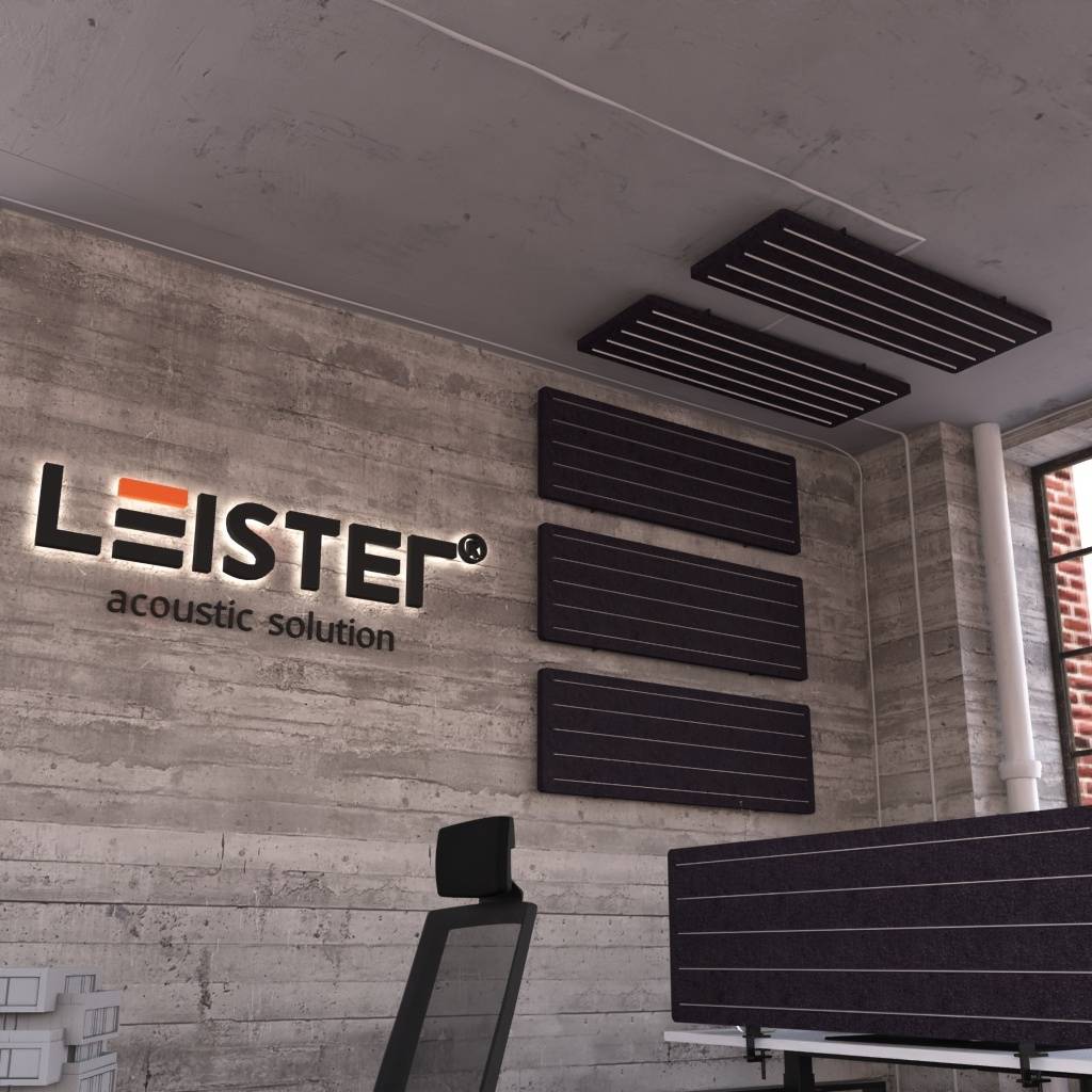 Akustik Deckensegel Inwerk Leister Anthrazit/Schwarz | Akustikschaum/Aluminium | Höhe 100 mm | Breite 1500 mm | Tiefe 500 mm | Made in Germany