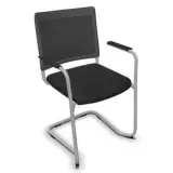 Freischwinger Klaus mit Netzrücken und Armlehnen - schwarz (C11)