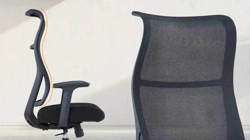 S-förmige Netzrückenlehne mit extrabreiter Nackenstütze beim Ikaro 2