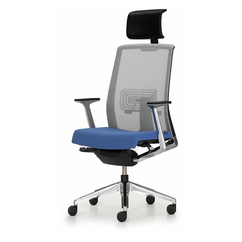 Drehstuhl Haworth Very Comforto 62 Chefsessel Blau/Schwarz | 4D-Armlehnen | Netzrücken | Kopfstütze | Haworth | mit Rückenlehne