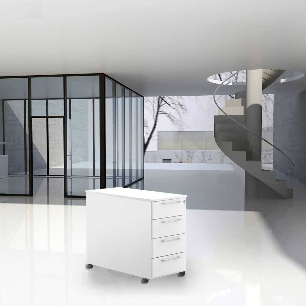 Apothekerschrank Standcontainer Standcontainer mit Apothekerauszug und Front in Holzoptik