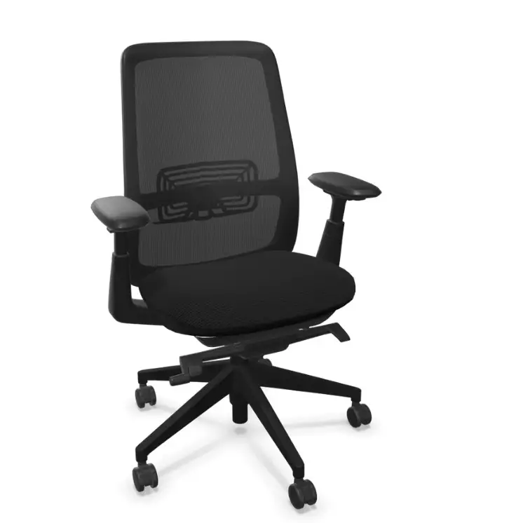 Bürodrehstuhl Haworth Soji Schwarz | 4D-Armlehnen | Synchronmechanik | Netzrücken | Haworth | höhenverstellbar | mit Rückenlehne