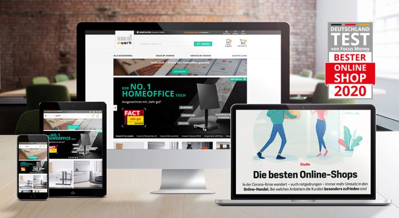 INWERK IST „SERVICE-CHAMPION“ WELT-Studie setzt Inwerk auf Platz 1 unter 10 Büromöbel-Shops
