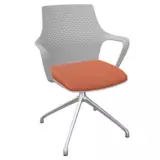 Besprechungsstuhl Adria 4-Stern-Fußkreuz - grau Bezug orange