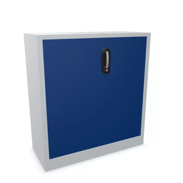 Werkstattschrank Beistellschrank Inwerk Blau/Grau | Stahl | abschliessbar | Höhe 100 cm | Breite 93 cm | Tiefe 40 cm | Flügeltüren | C+P | montiert