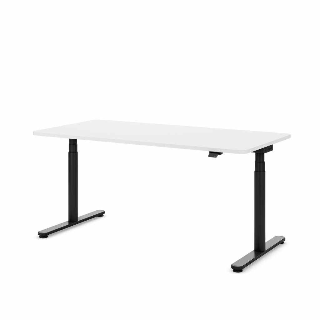 Höhenverstellbarer Schreibtisch 160cm x 80cm Gestell Rund/schwarz Masterlift Flex | Made in Germany | Stabil | Inwerk | schwarz | Dekor/HPL/Stahl