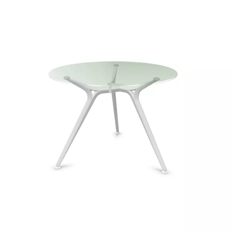 Runder Besprechungstisch Arkitek | Toro | Glas | Aluminiumgestell Weiss | Rund | 100 cm Durchmesser | Rutschfest | Verbundsicherheitsglas