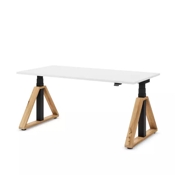Masterlift® Flex höhenverstellbarer Schreibtisch weiß/Eiche Edition
