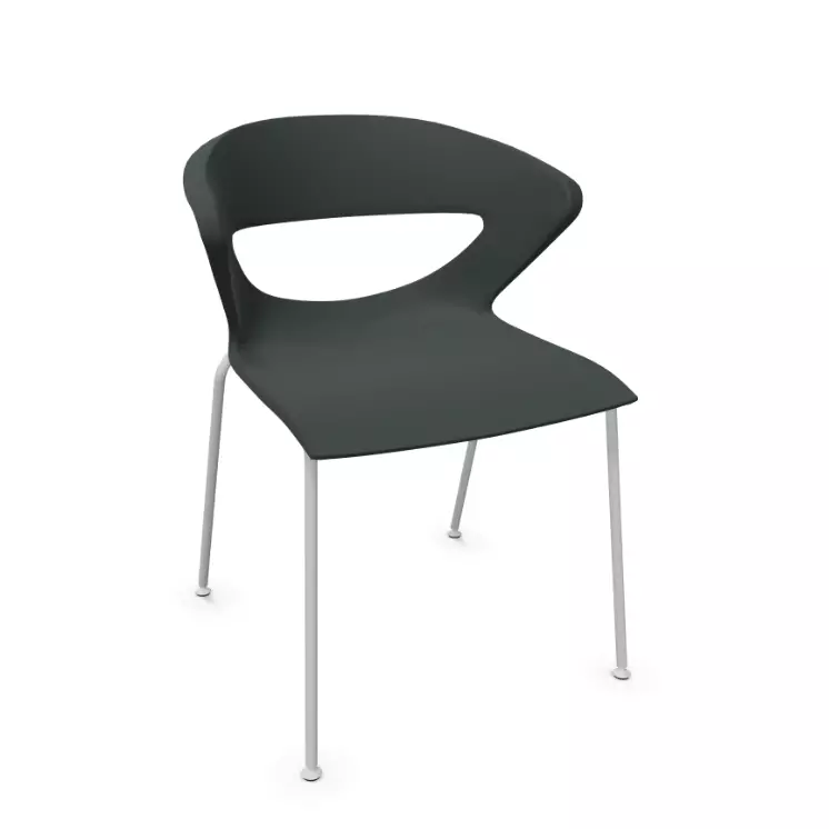 Stapelstuhl Avellino 4-Fuß | Pronto | stapelbar | grau | Kunststoff/Stahl | Sitzbreite 440 mm | Sitzhöhe 460 mm | mit Rückenlehne | fertig montiert