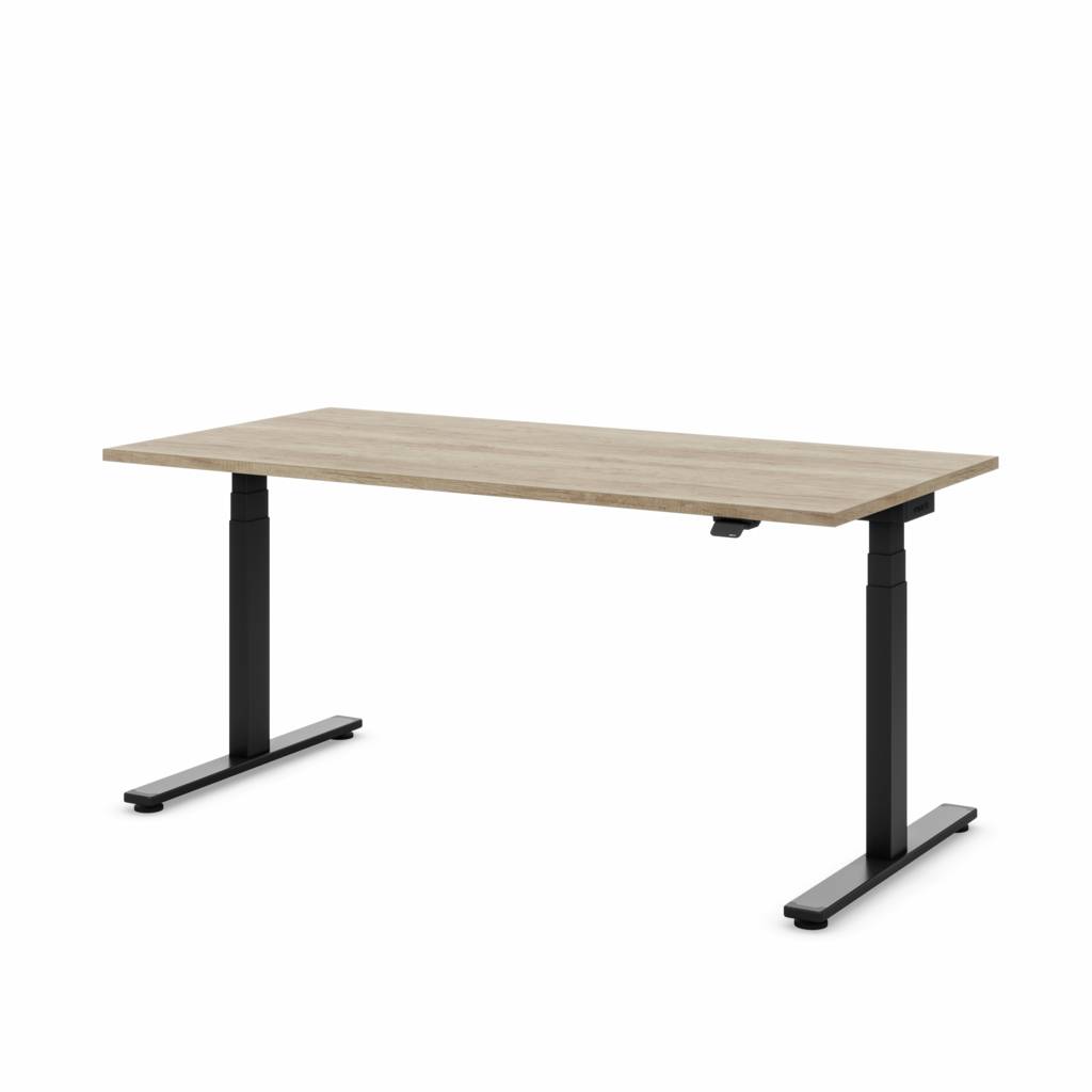 Höhenverstellbarer Schreibtisch 160cm x 80cm schwarz/Eiche Dekor Masterlift Flex | Made in Germany | Stabil | Inwerk | schwarz/Eiche Dekor