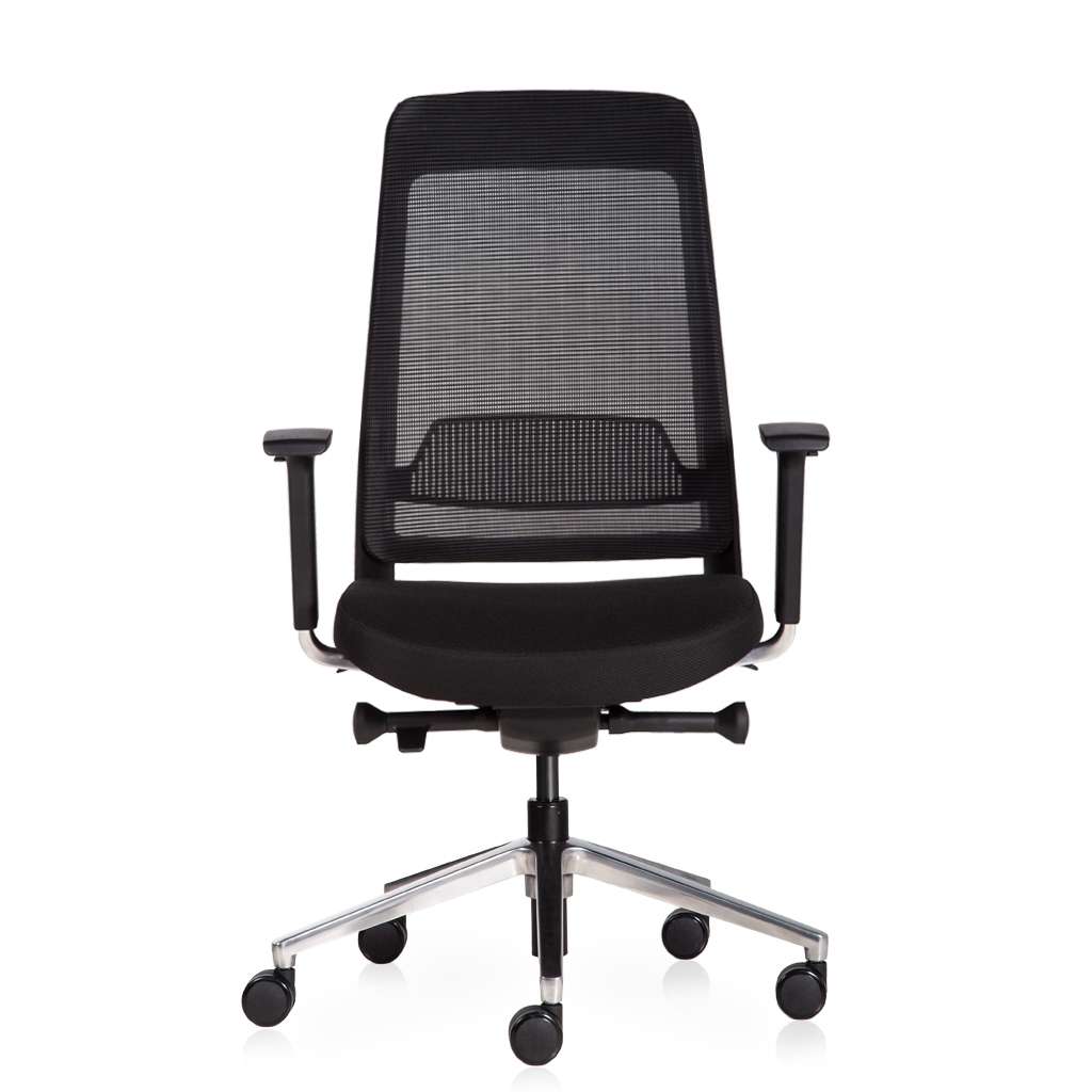 Bürodrehstuhl mit Netzrücken schwarzer Büro Arbeitsstuhl mit Netzrücken, Metallfuß und Rollen.