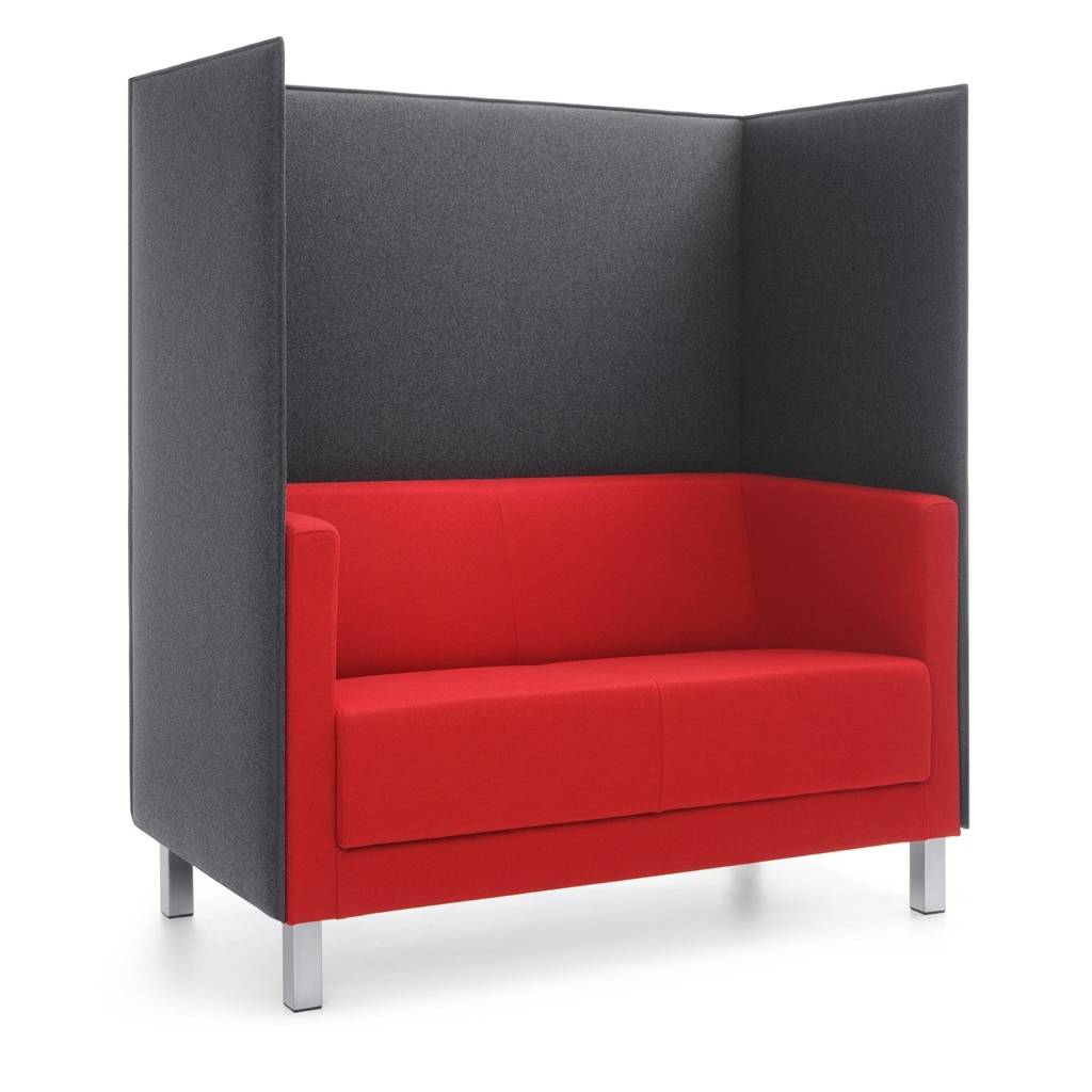 Highback Sofa Reutlingen Light Schwarz/Grau | Gepolstert | Akustik absorbierend | Trennwand | 4-Fuß Gestell | Sitzplätze 2