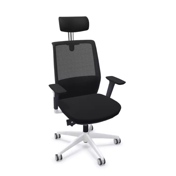 Bürodrehstuhl Inwerk Strategio Chair mit Kopfstütze Schwarz/Weiss| Netzrücken | Inwerk | höhenverstellbar | ergonomisch | mit Rückenlehne