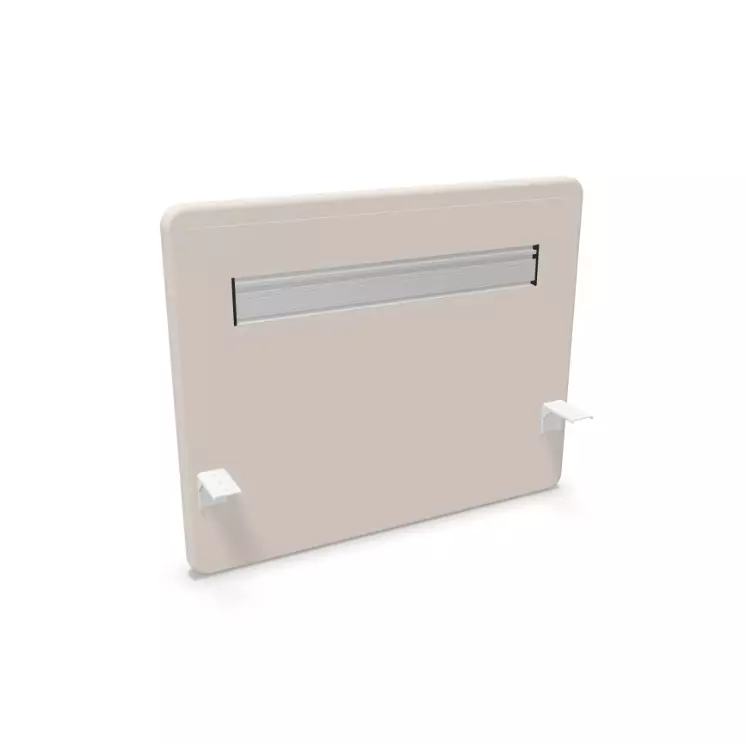 Tischtrennwand Fely mit Toolbar Beige | Reissverschluss | Stoffbezug | Höhe 650 mm | Breite 800 mm | Gunnar | Haltrung bis 25 kg