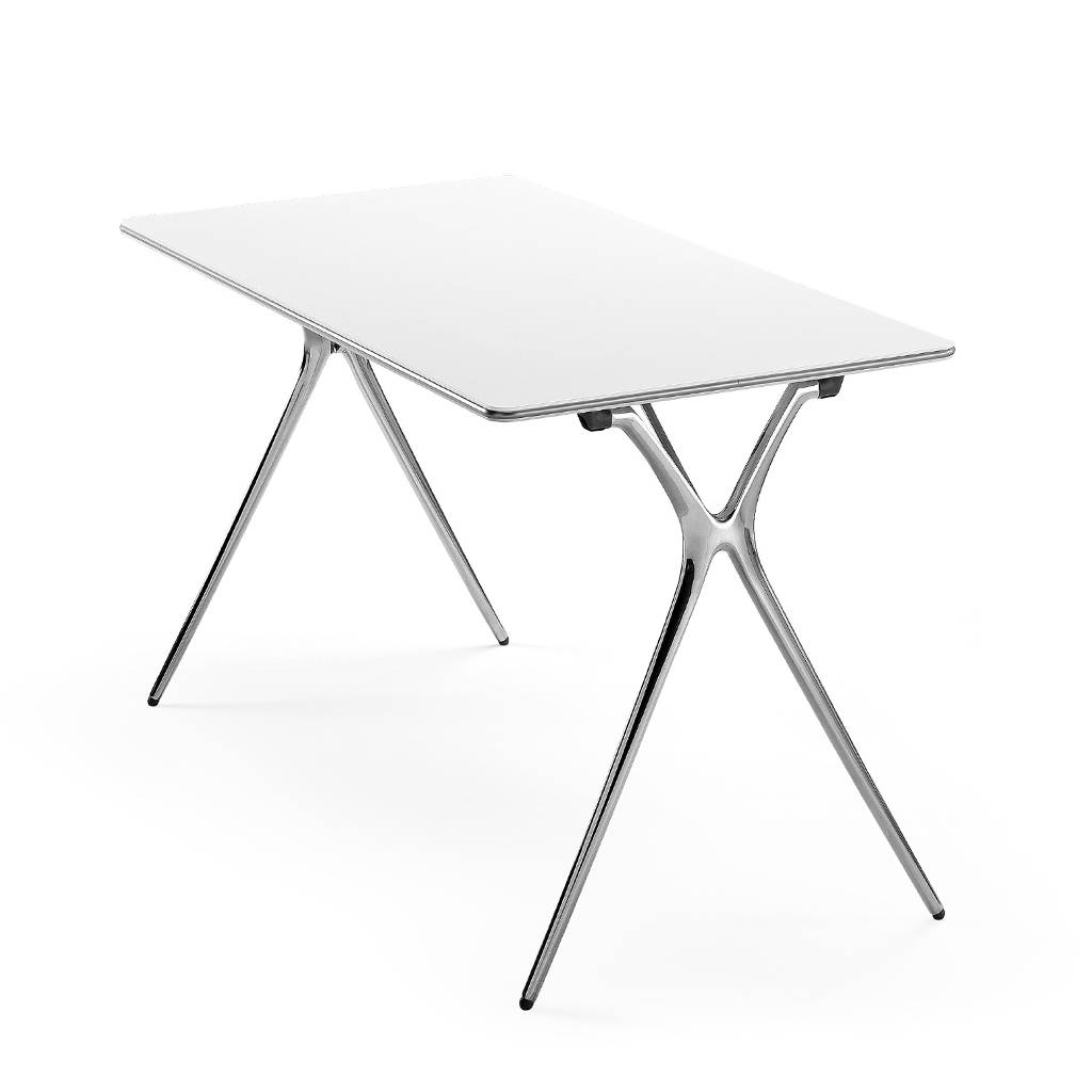 Klapptisch A-Plek | Toro | Weiss/Schwarz/Braun | klappbar, stapelbar | Melaminspan/Aluminium | Breite 1400 - 1800 mm | fertig montiert