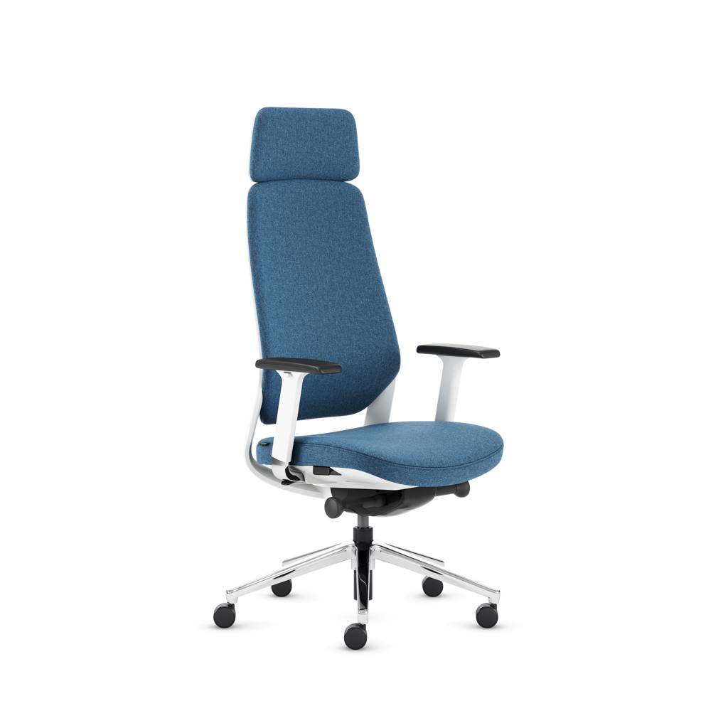 Bürodrehstuhl Inwerk Teamo Plush Plus mit Nackenstütze weiß-blau