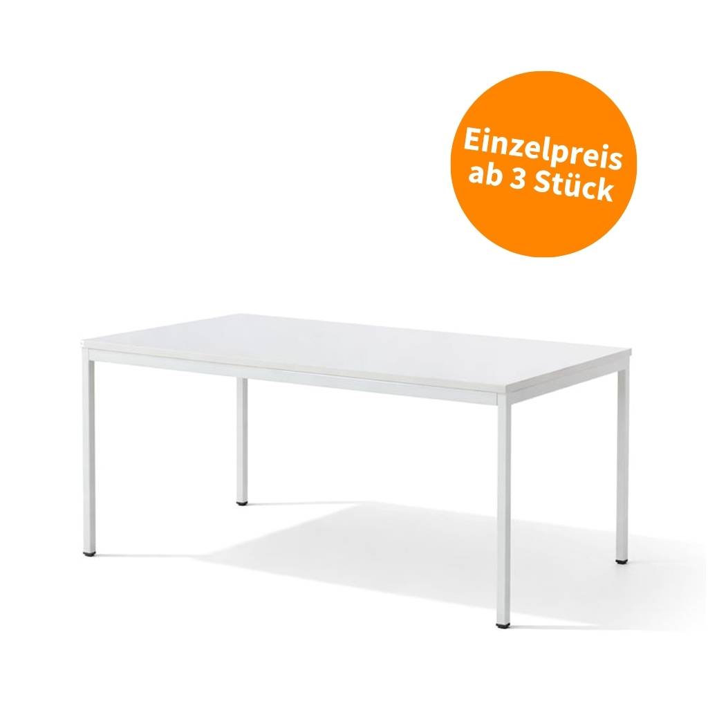 MBM 3 Stück Büro Schreibtisch MTB, 160 x 80 cm, Tischplatte und Gestell Weiß