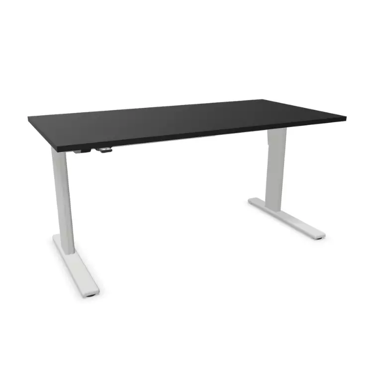 Steh-Sitz-Tisch S150 elektr. höhenverstellbar Schwarz/Grau | Breite 160 cm | Höhe 74 cm | Tiefe 80 cm | Solum | ergonomisch | standsicher