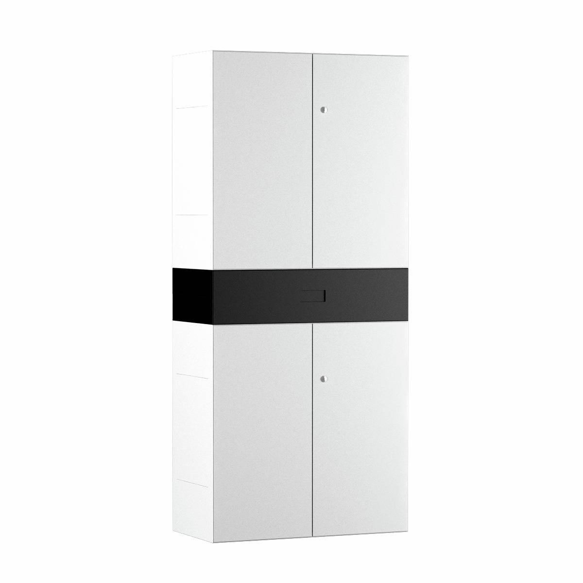 Schrank Masterbox B 800 x H 1800 mm 4 OH mit Auszug weiß-schwarz