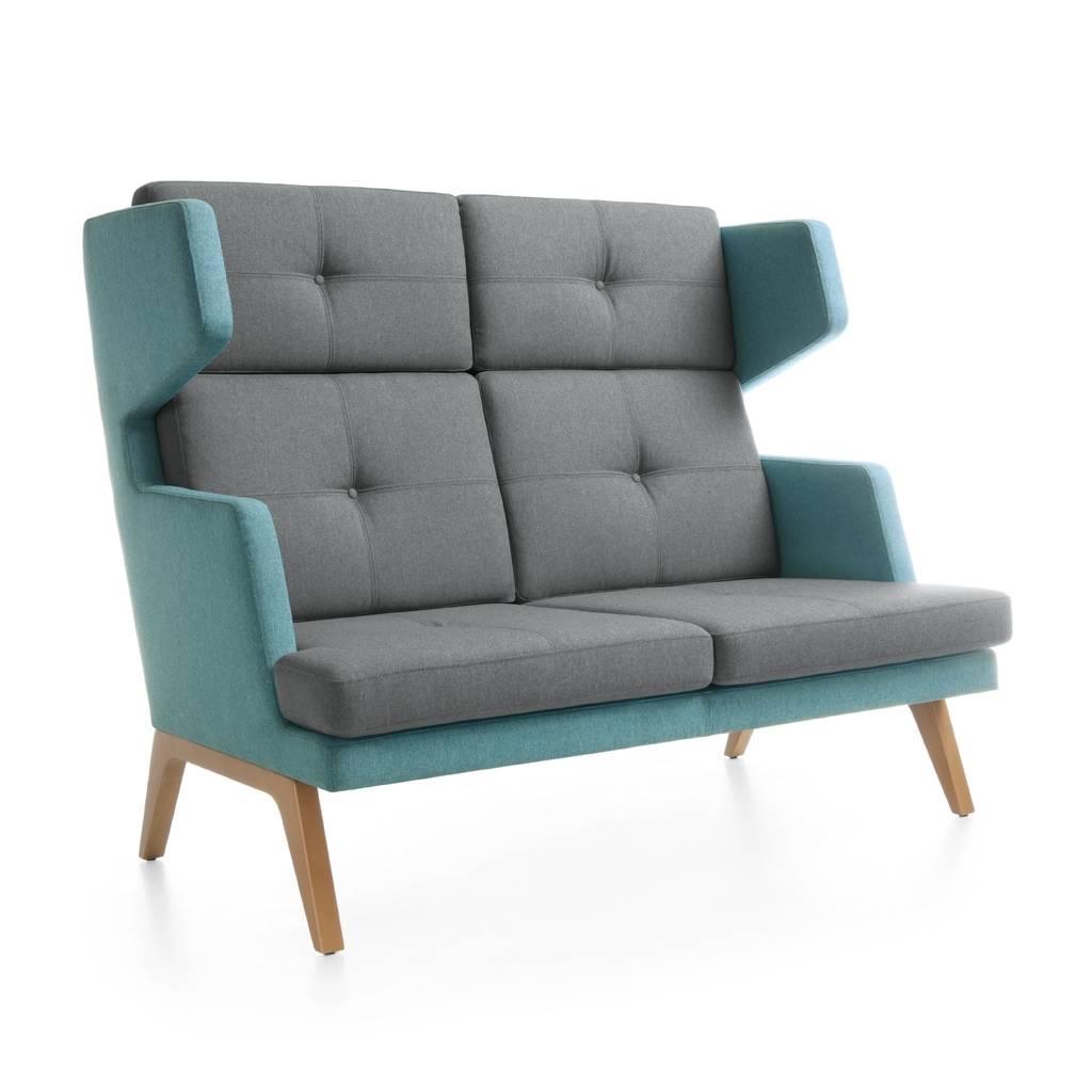 Highback Sofa Retro 2-Sitzer Türkis | Gepolstert | Sitzplätze 2 | Sitzhöhe 440 mm | Metall/Holz/Polsterstoff