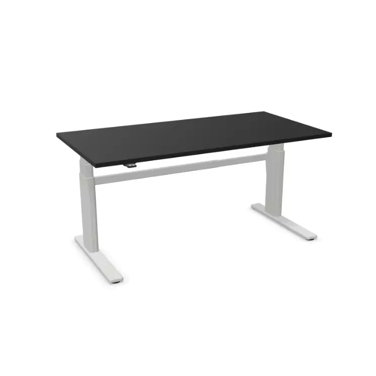 Steh-Sitz-Tisch Inwerk S250 elektr. höhenverstellbar Schwarz/Grau | Breite 160 cm | Höhe 74 cm | Tiefe 80 cm | Solum | ergonomisch | sehr standsicher