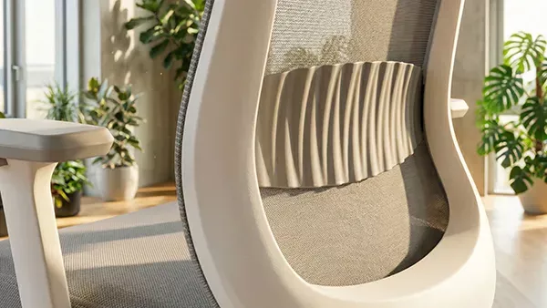 Netzrücken mit Lordosenstütze in geraffter Optik des EcoChair 3